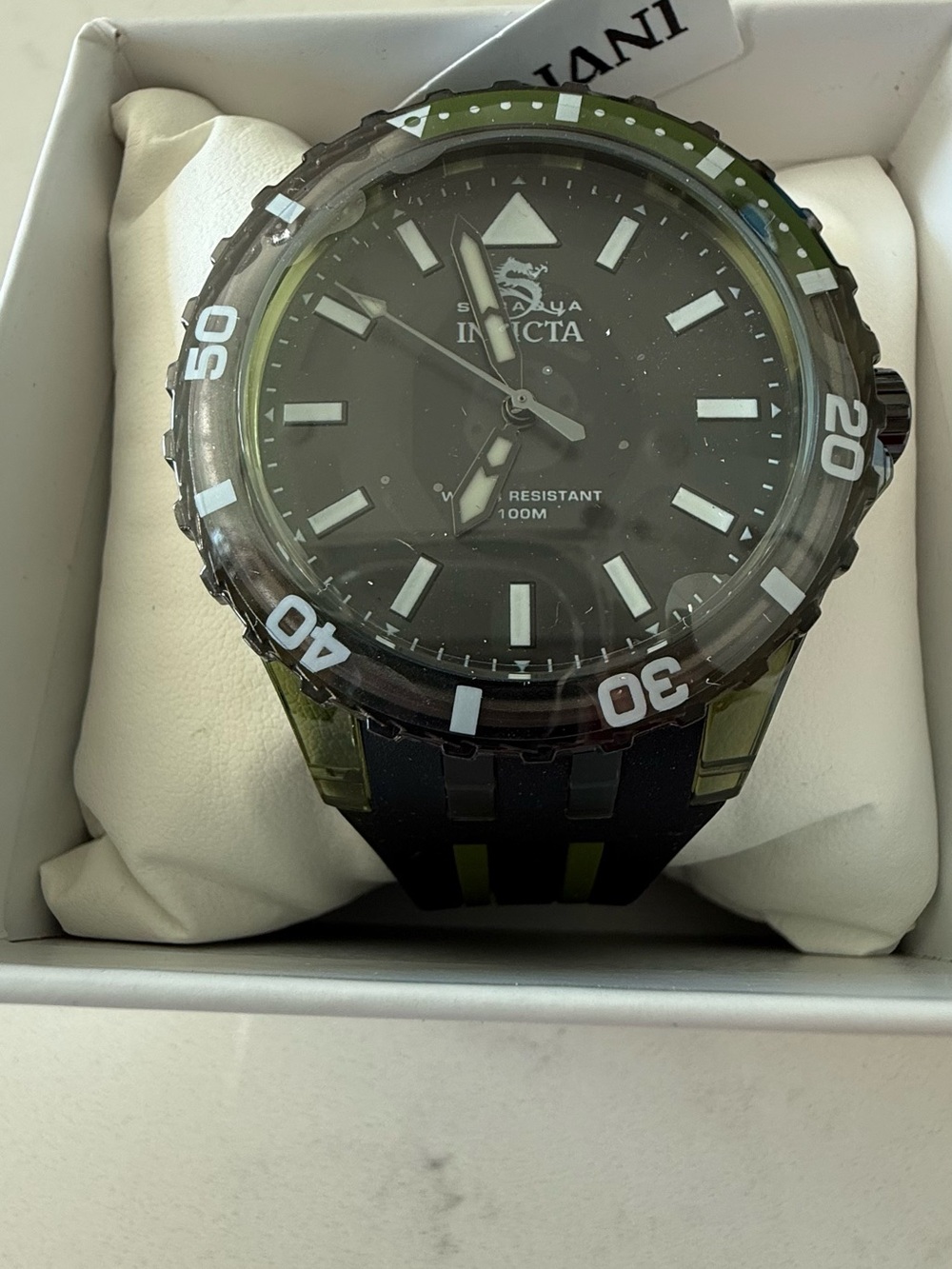 Invicta Men's Black Dial Watch with Green Accent Bezel - Picture 3 of 4